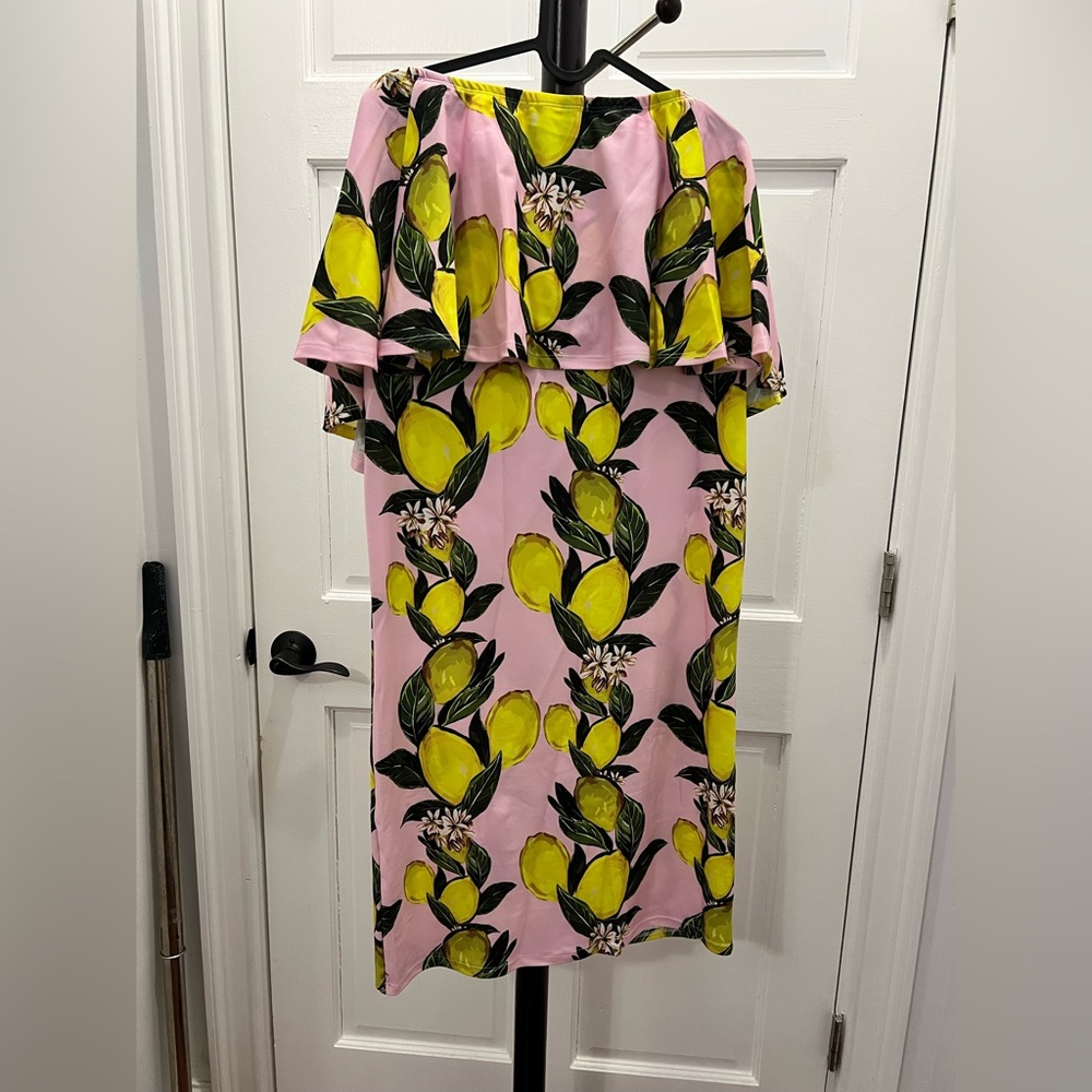 Rue 107 Pink and Yellow Strapless Dress